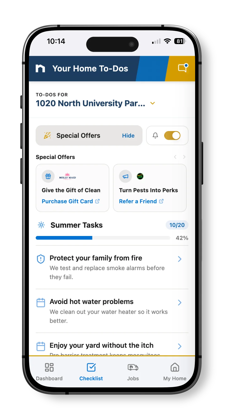 Neighborly app offers on a mobile phone screen.