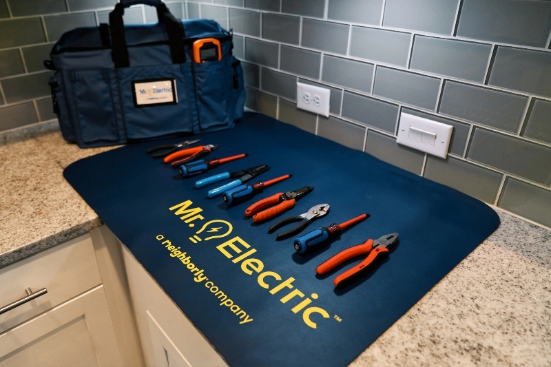 Mr. Electric electrician's tools on a counter in Houston, TX