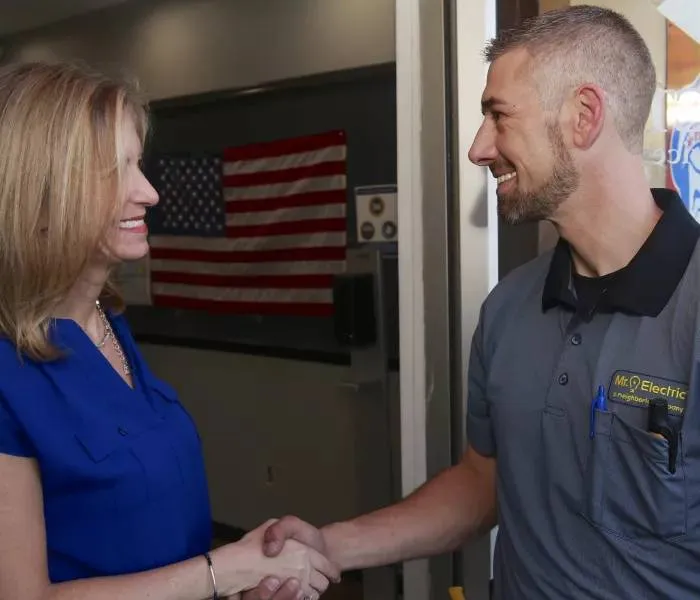 mre technician greeting a customer.