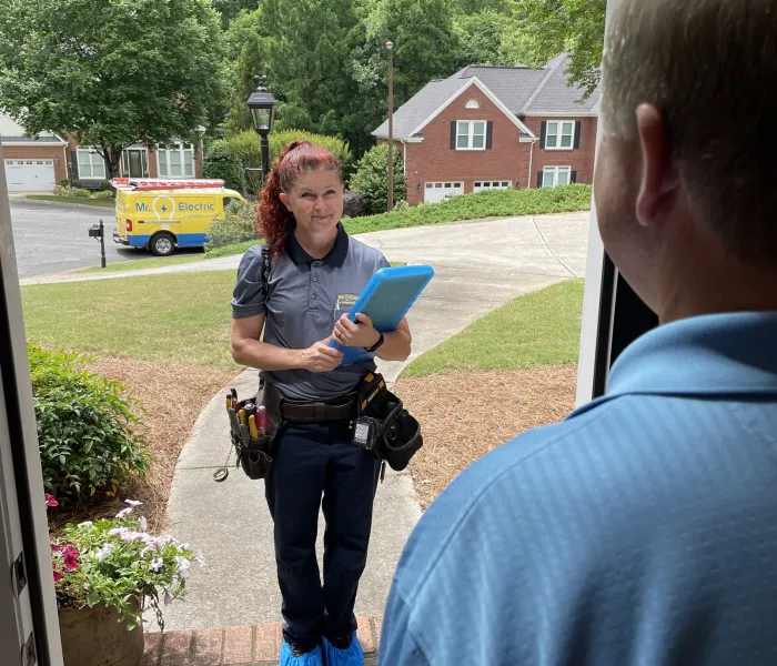 mre technician meeting the customer.