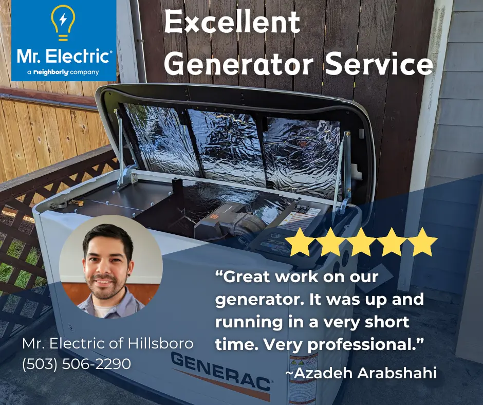 Mr. Electric of Hillsboro Excellent Generator Service. 5 stars. 